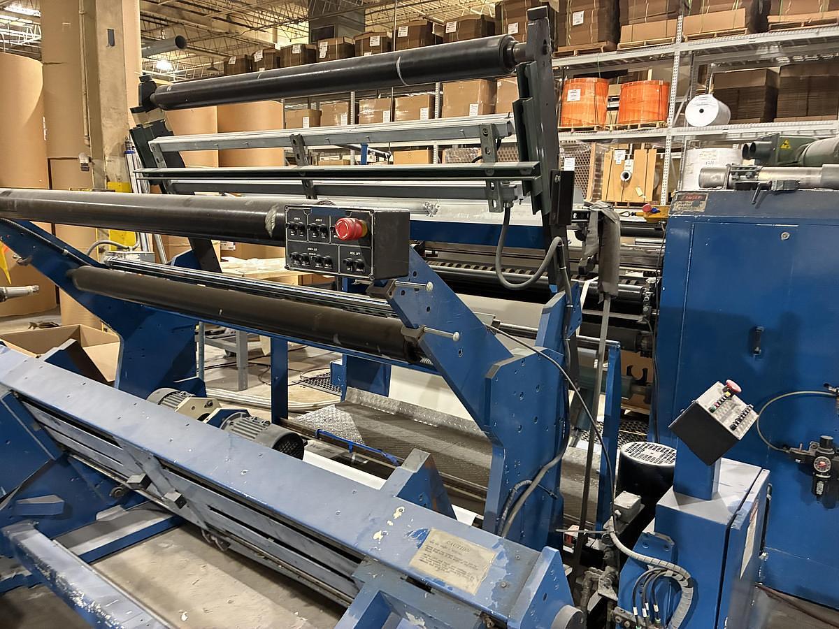 Used 63" WIDE DEACRO MODEL DA 653 DUPLEX CANTILEVERED SLITTER REWINDER