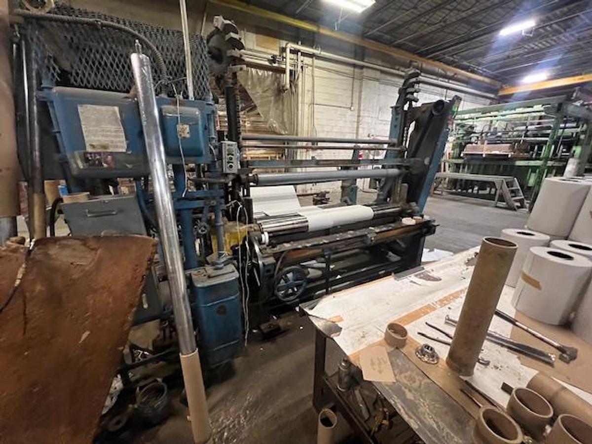 Used 73" CAMERON TWO DRUM WINDER SCORE SLITTING - STILL RUNNING