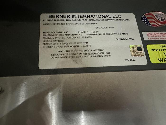 Used BERNER INTERNATIONAL, LLC IDC12-3144AZ-G