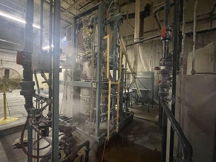 Used VORTEX UNITED STARCH MIXING SYSTEM TORNADO F5, MODEL 0202501 FX3, WITH BATCH HOPPER, BORAX HOPPER, DIGITAL SCALES, CAUSTIC HOPPER