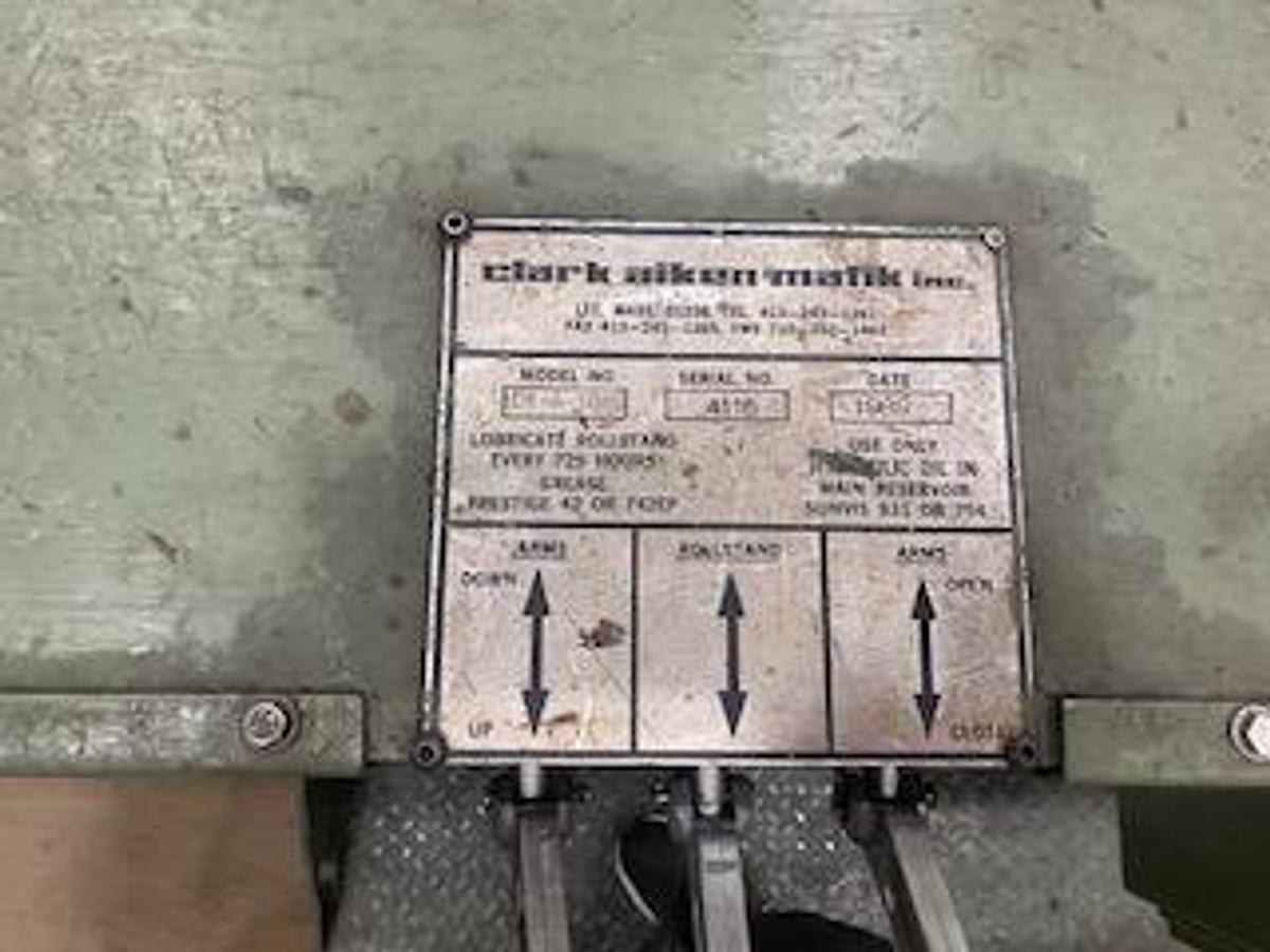 Used CLARK AIKEN 72" W X 72" OD SHAFTLESS FLOOR PICKUP HEAVY DUTY UNWIND STANDS