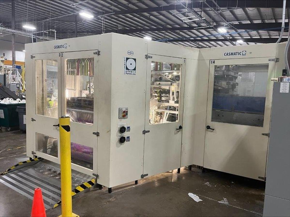 Used 2005 PERINI SINCRO 5.0 106" BRT REWINDING LINE WITH 2 LANE PERINI LOG SAW