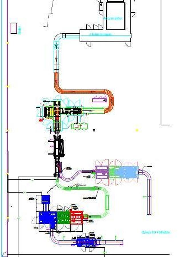 Used 2005 PERINI SINCRO 5.0 106" BRT REWINDING LINE WITH 2 LANE PERINI LOG SAW