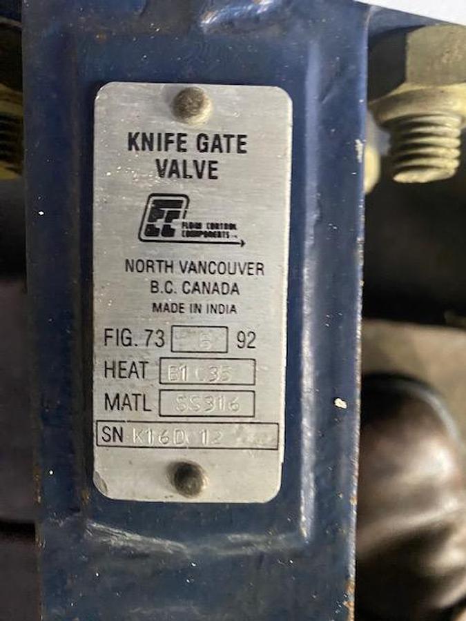 Used EC VALVE 16" DIA. MANUAL SLIDE GATE VALVE T 361 S/S