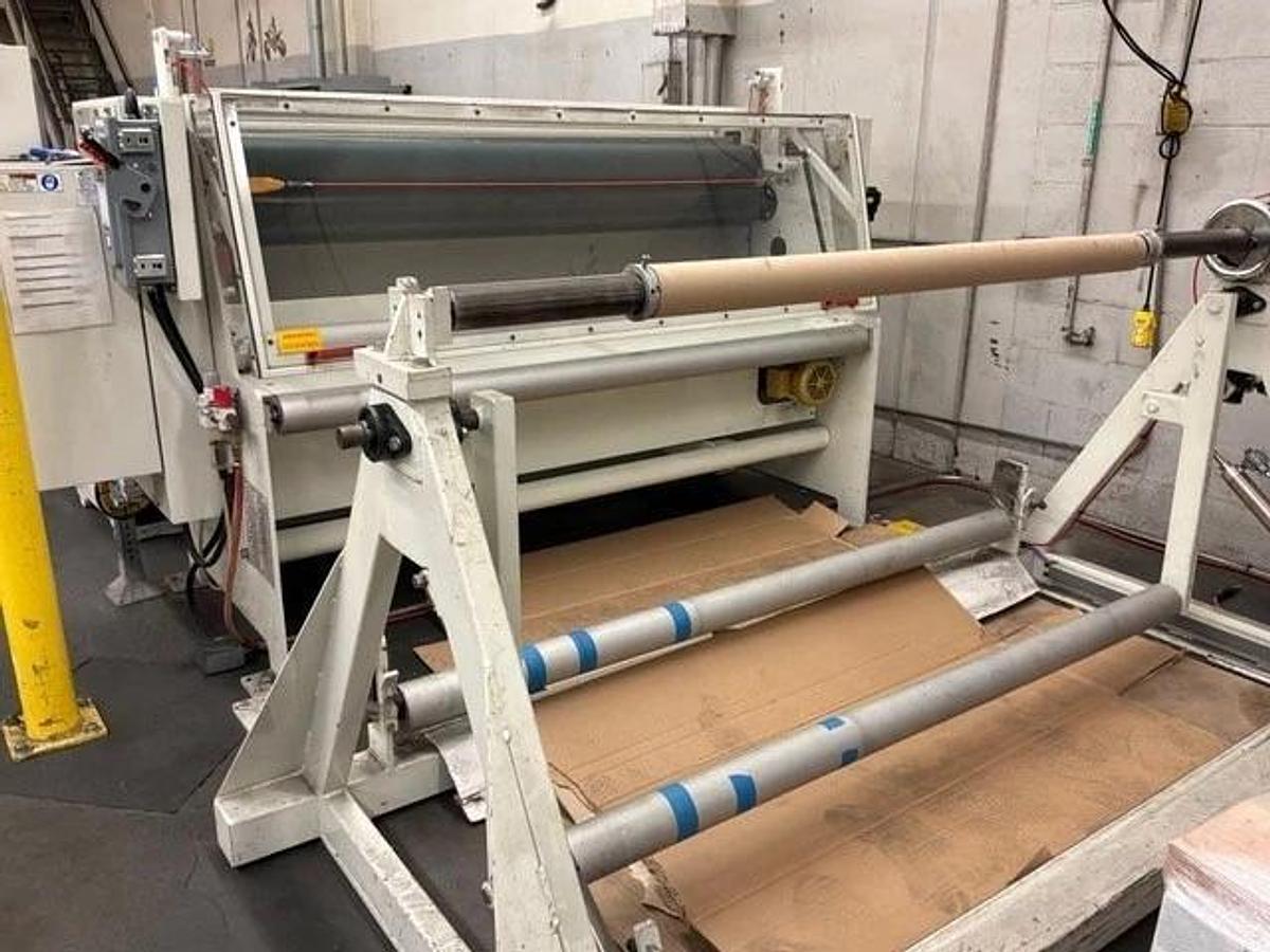 Used 74" WIDE CONTECH MODEL OS-74 SERVO SHEETER AUTOMATED ROLL CUTTER ALLEN BRADLEY CONTROLS MANUFACTURED 2018