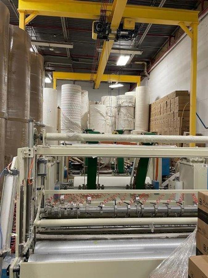 Used 112" WIDE BAOSUO PF-A-2900 SLITTER REWINDER MFG 2021