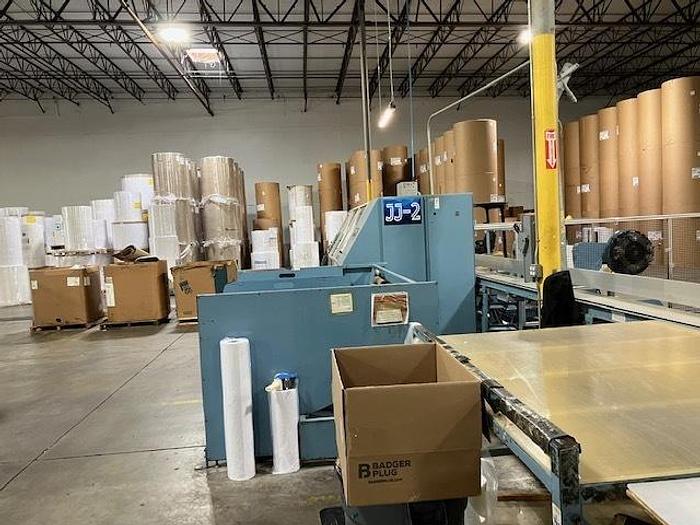 Used 73" WIDE JENNERJAHN MODEL JLS-73-18 AUTOMATIC COUNTER ROLL REWINDER
