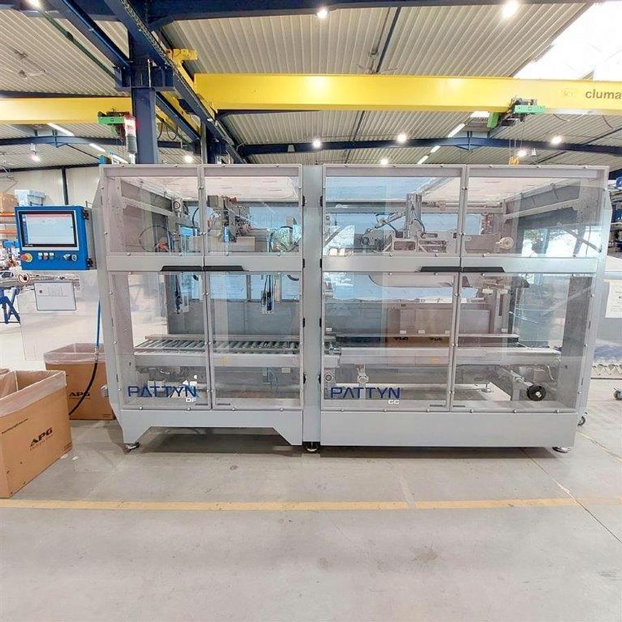 Used PATTYN HIGH-SPEED CASE ERECTING AND BAG INSERTING AUTOMATED PACKAGING SYSTEM