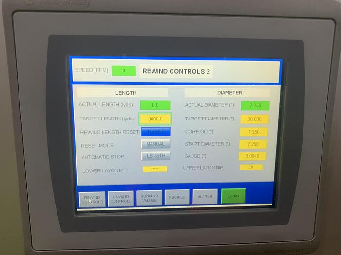 Used 94" WIDE ELITE CAMERON MODEL CW800HD CANILEVERED DUPLEX SLITTER REWINDER