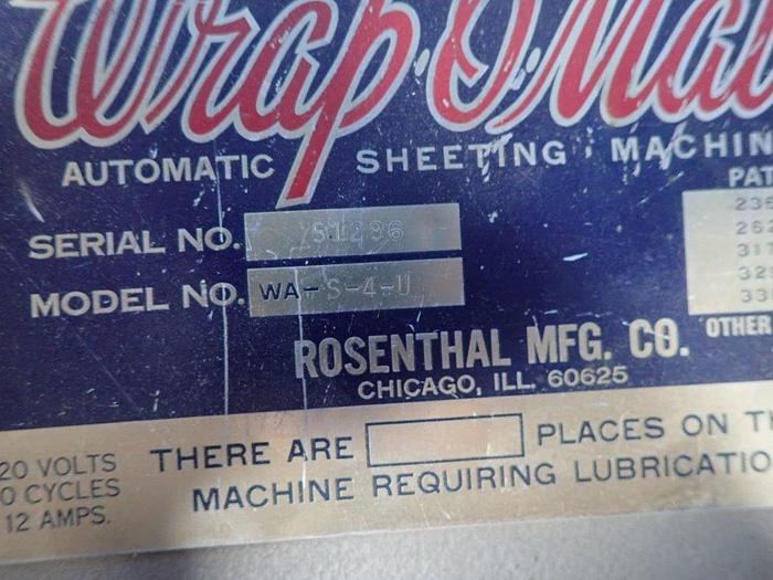 Used 48" ROSENTHAL SHEETER WRAP O MATIC MODEL WA-S-4-U
