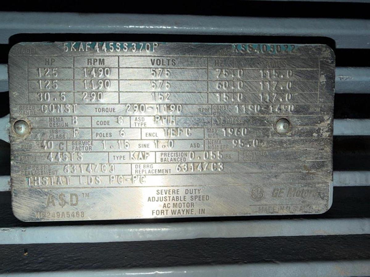 Used 125HP GE MOTOR AC MOTOR FRAME 445TS