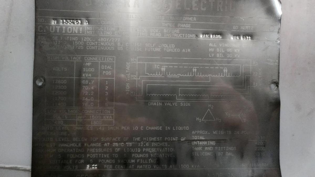 Used GENERAL ELECTRIC 1500 KVA TRANSFORMER