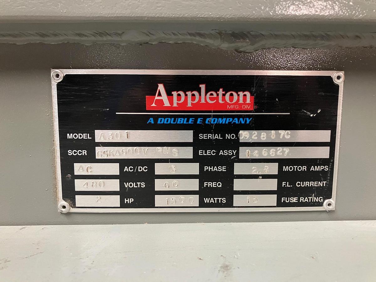 Used APPLETON MODEL A301 AUTOMATIC CORE CUTTER 120" LONG X 3" DIA. CORES 