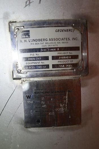 Used A.H. LUNDBERG 5' X 60' 316 STAINLESS STEEL ACID TOWERS TANKS