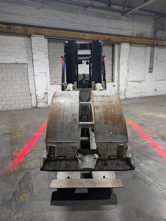 Used 12,000 POUND YALE GLC120VX (Paper Roll Special) PAPER ROLL CLAMP TRUCK WITH 84" CASCADE CLAMP