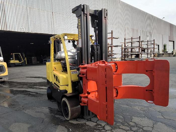 Used 12,000 POUND CAPACITY HYSTER MODEL S120FTPRS FORKLIFT WITH BOLZONI ROLL CLAMP 2018