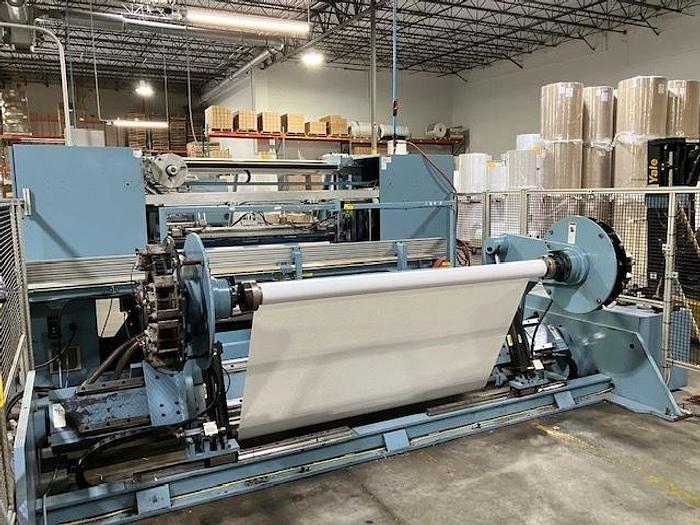 Used 73" WIDE JENNERJAHN MODEL JLS-73-18 AUTOMATIC COUNTER ROLL REWINDER
