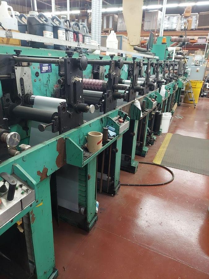 Used 10" WIDE ROTOPRESS 9 COLOR 3 DIE STATION FLEXOPRESS