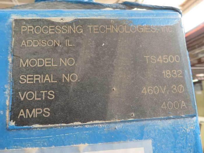 Used 1999 PTI pelletizing line with model TS4500 4.5″ 30:1 L/D extruder