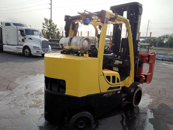 Used 12,000 POUND CAPACITY HYSTER MODEL S120FTPRS FORKLIFT WITH BOLZONI ROLL CLAMP 2018