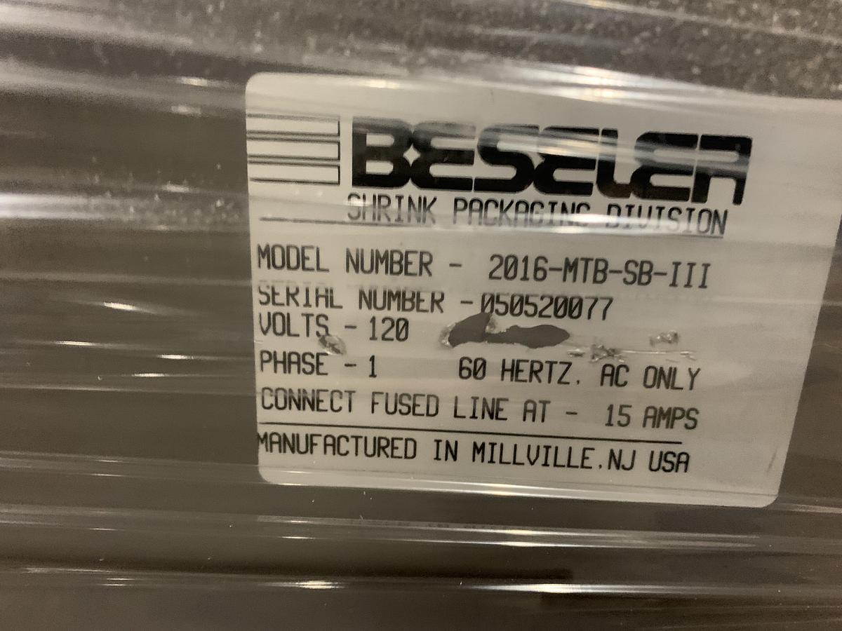 Used BESELER 2016 MTB-SB-III HOT KNIFE L-BAR SEALER SHRINK WRAP SYSTEM