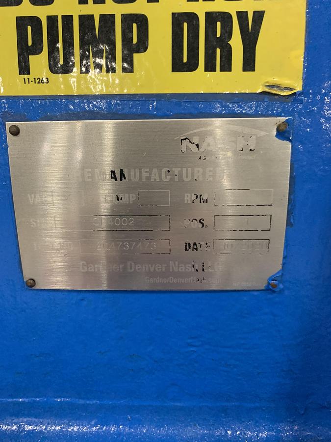 Used NASH CL4002 VACUUM PUMP REMANUFACTURED 2020