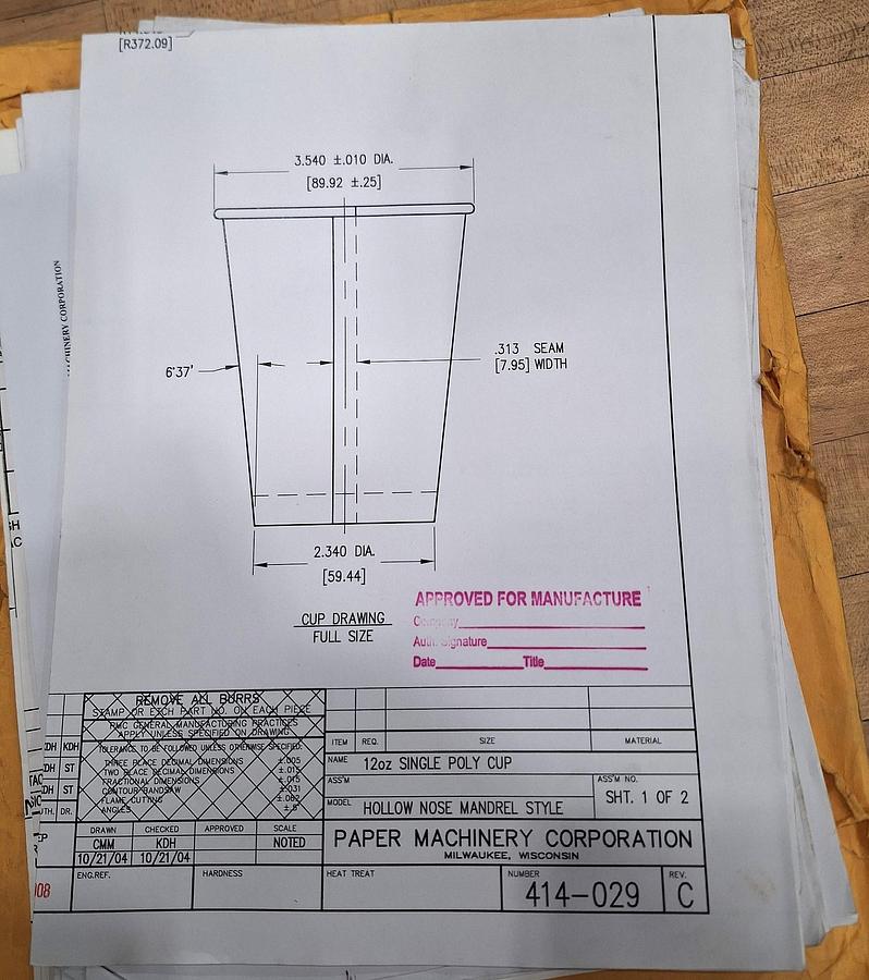 Used PAPER MACHINERY CORPORATION PMC CORPORATION PMC-1000 12OZ CUPS (Line #2)