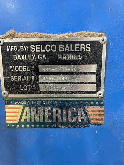 Used SELCO HSO-127A30 HORIZONTAL AUTO TIE BALER 30HP 7" CYLINDER - PENDING ALS