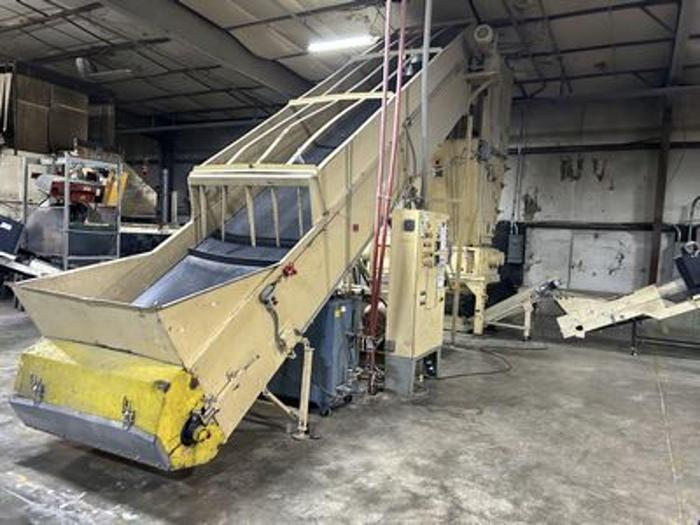 Used 100 HP SSI MODEL M85-H DUAL SHAFT SHREDDER WITH CLEATED REM CONVEYOR - TRUCK TIRES - METALS & MORE