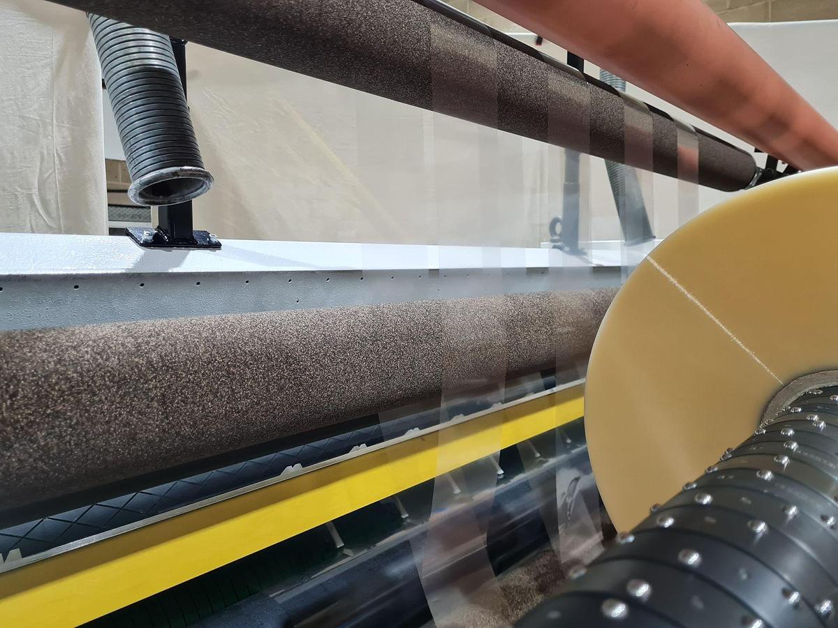 Used 63" WIDE SRC SYSTEMS LTD. MODEL 365 DUPLEX SLITTER REWINDER - OEM REFURBISHED & RUNNING