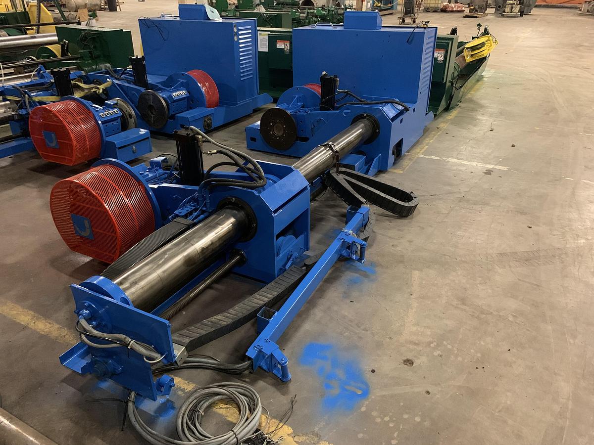 Used 87" JAGENBERG SHAFTLESS FLOOR PICK UP UNWIND STAND MDL SE-15 60" OD ROLL CAPACITY