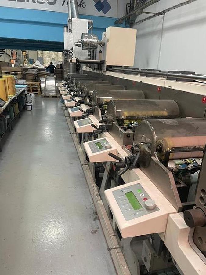 Used 16" WIDE NILPETER FA 4 NARROW WEB PRINTING PRESS 8 COLORS