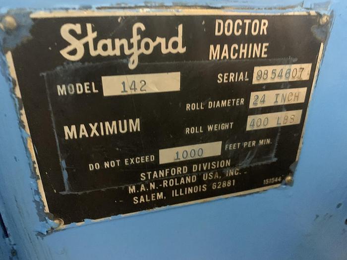 Used 30" WIDE STANFORD MODEL 142 DOCTOR MACHINE 24" DIAMETER