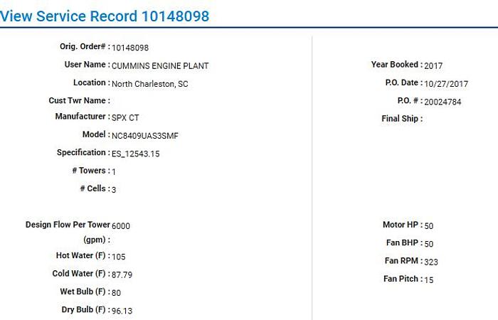 Used THREE SPX MARLEY COOLING TOWERS MANUFACTURED 2017 NC8409