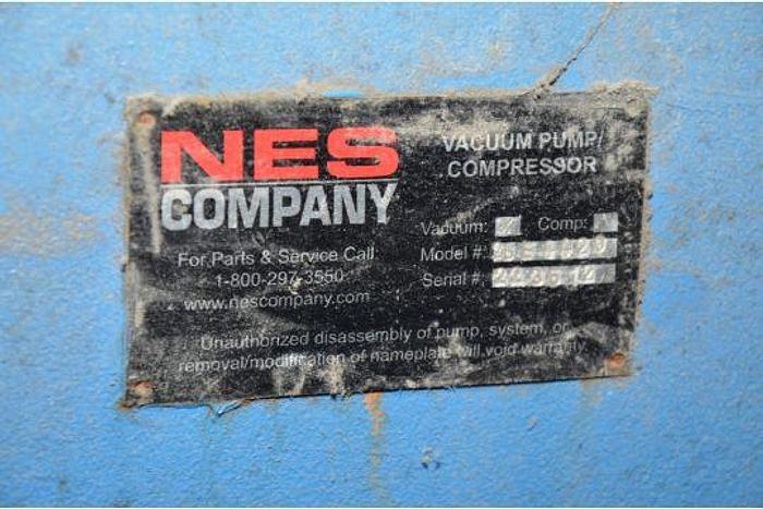 Used NES NBE SERIES MODEL NBE3-526 SINGLE STAGE LIQUID RING VACUUM PUMP WITH GEARBOX AND MOTOR