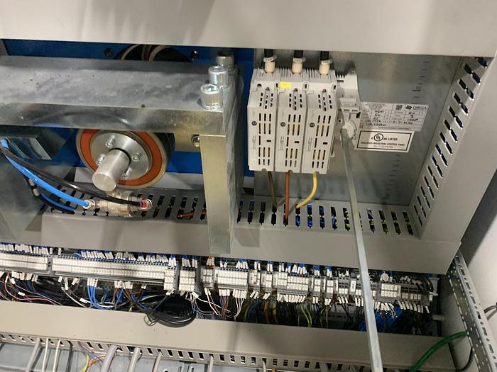 Used 94" WIDE ELITE CAMERON MODEL CW800HD CANILEVERED DUPLEX SLITTER REWINDER