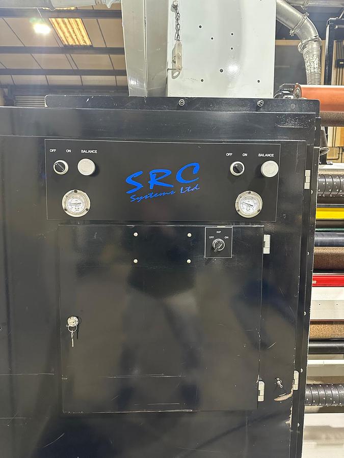 Used 63" WIDE SRC SYSTEMS LTD. MODEL 365 DUPLEX SLITTER REWINDER - OEM REFURBISHED & RUNNING