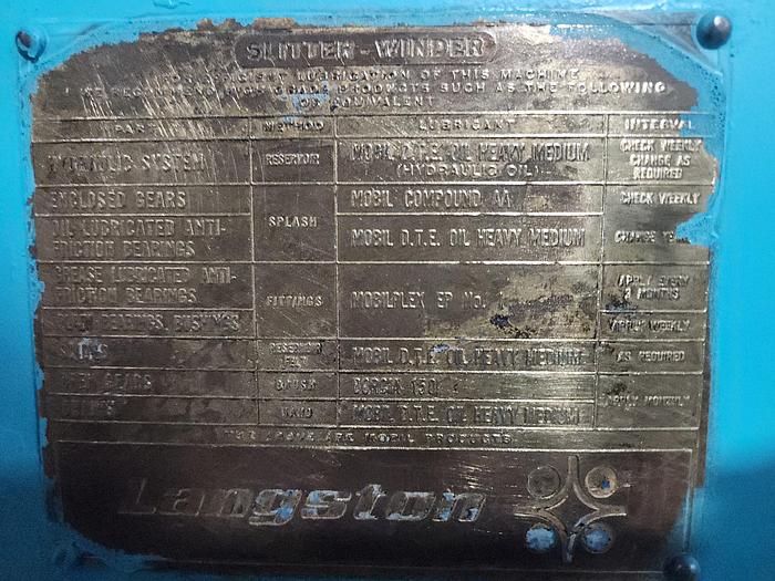 Used 124" LANGSTON TWO DRUM SLITTER REWINDER 60" O.D. REWIND CAPACITY