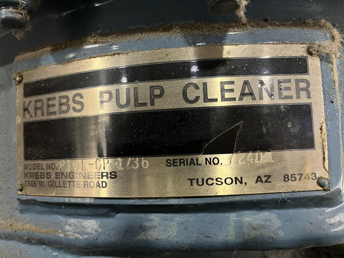 Used KREBS PULP CLEANER MODEL P10L-CP-1736