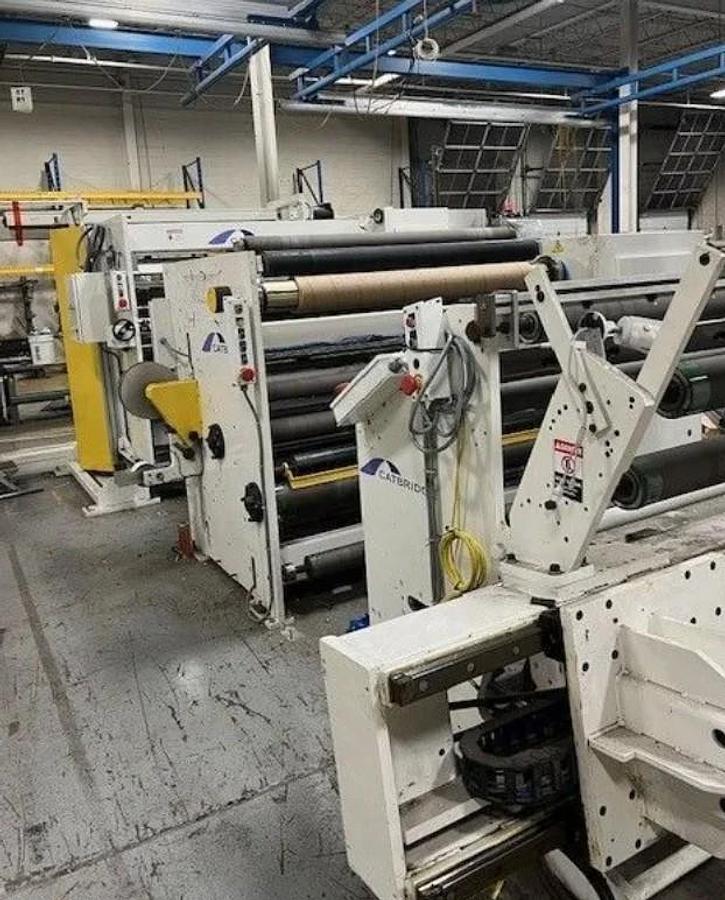 Used 55" WIDE CATBRIDGE DUPLEX TURRET SLITTER REWINDER WITH CORE LOADING - MFG 2018