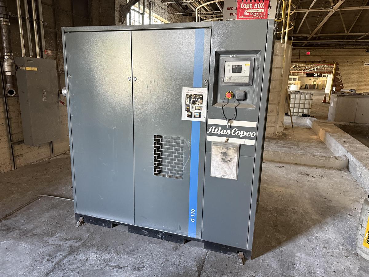 Used 148 HP ATLAS COPCO AIR COMPRESSOR MODEL G 110-8.5 MANUFACTURED 2022