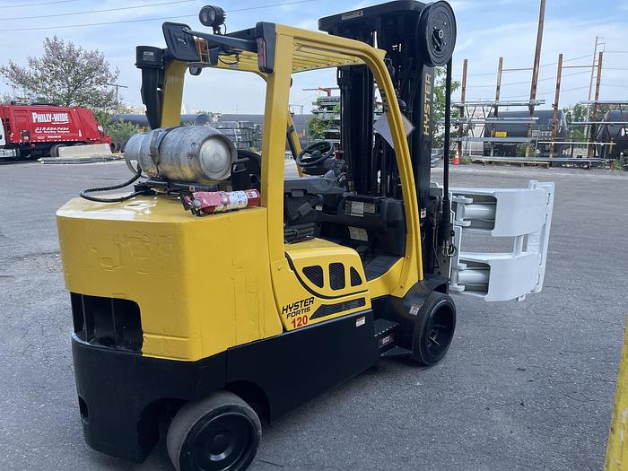 Used 12,000 POUND HYSTER S120FTPRS FORKLIFT WITH PAPER ROLL CLAMP MFG. 2017- PENDING SALE NF