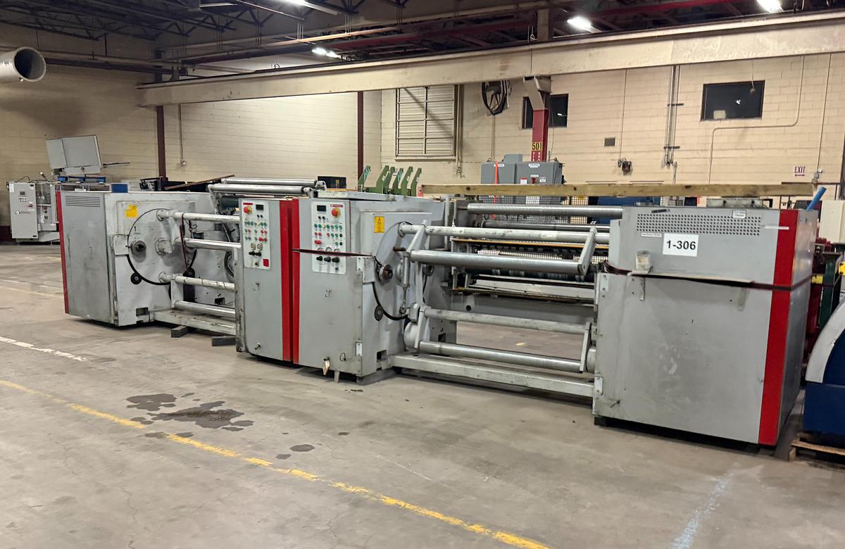 Used 58" WIDE COMEXI TURRET REWIND WITH SPLICING 32" DIAMETER