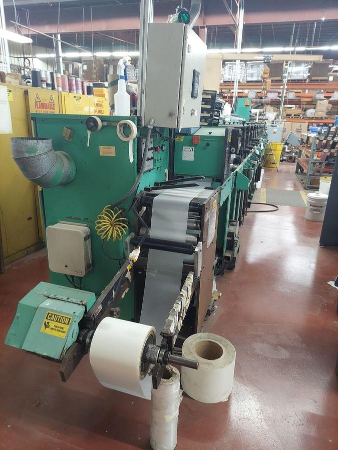 Used 10" WIDE ROTOPRESS 9 COLOR 3 DIE STATION FLEXOPRESS