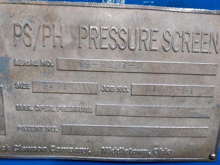 Used BLACK CLAWSON MODEL 24PSL PRESSURE SCREEN W/ 125HP MOTOR