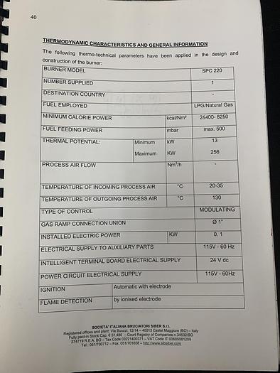 Used SIB SIBER MODEL 220 BURNER #2