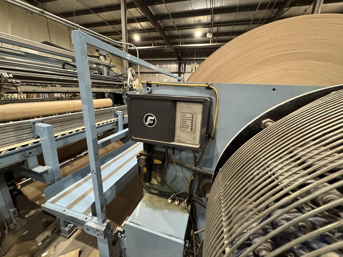 Used 72" WIDE JENNERJAHN MODEL SRA-72 COUNTER ROLL SLITTER REWINDER