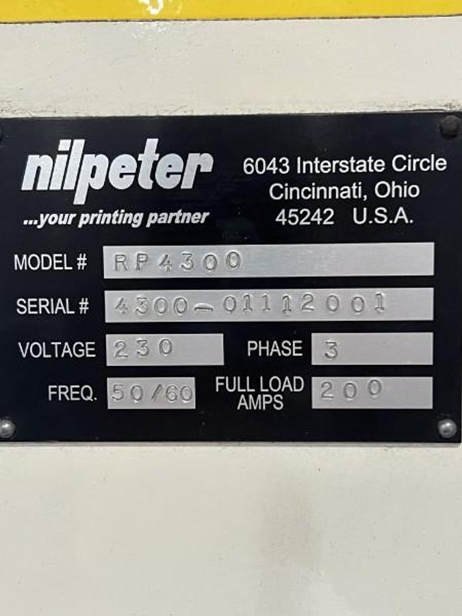Used 15" WIDE NILPETER FB-4300 8 COLOR FLEXO PRESS 1 DIE CUTTING STATION