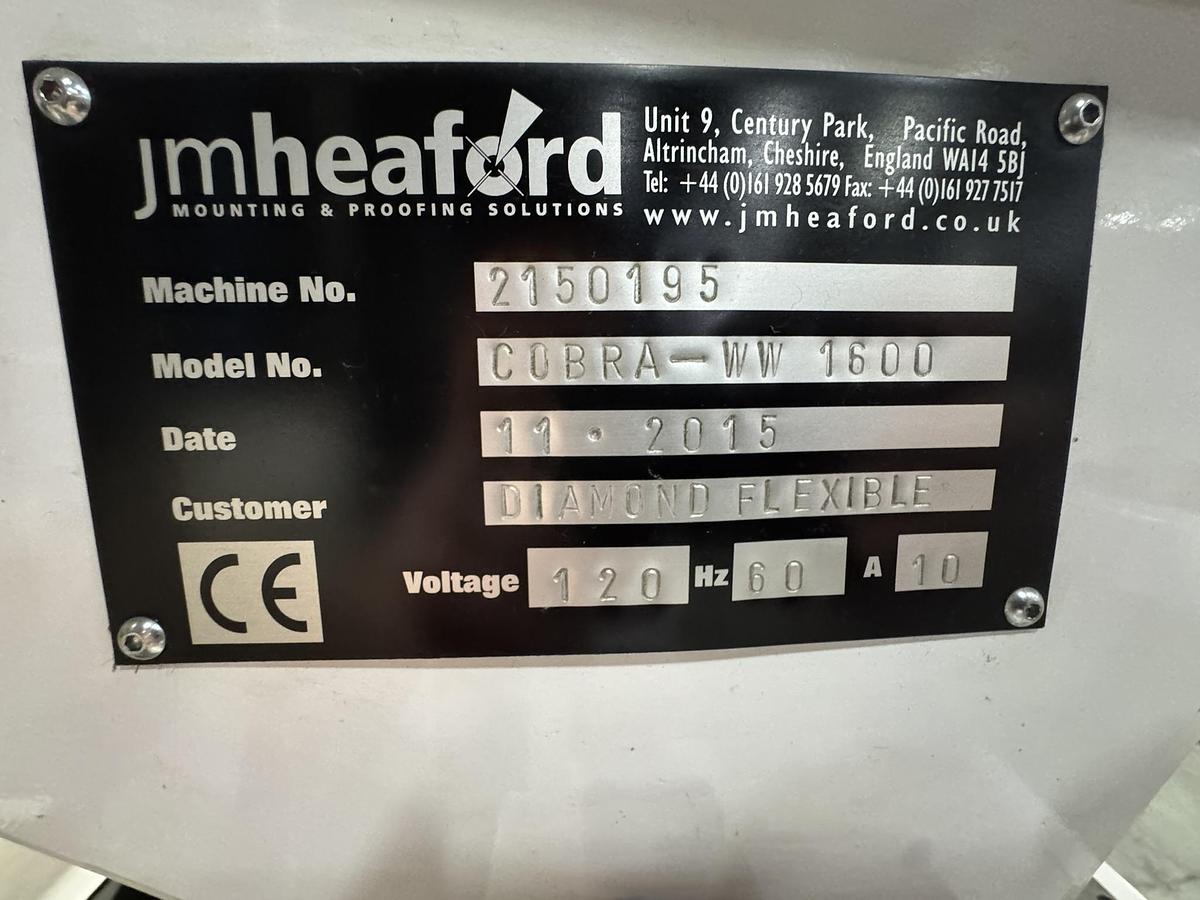 Used 63" WIDE JM HEAFORD COBRA-WW 1600 MOUNTER PROOFER