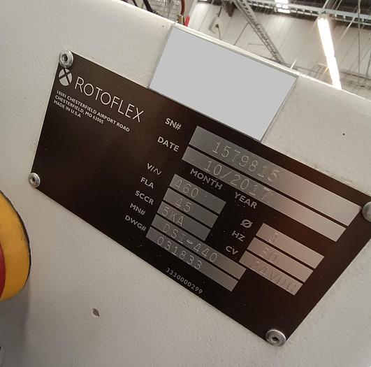 Used 2017 ROTOFLEX DSI-440 17.5" DIE CUTTER WITH SERVO TECHNOLOGIES SERIES 3 SERVO 3000 INFEED AND REREGISTER SYSTEM
